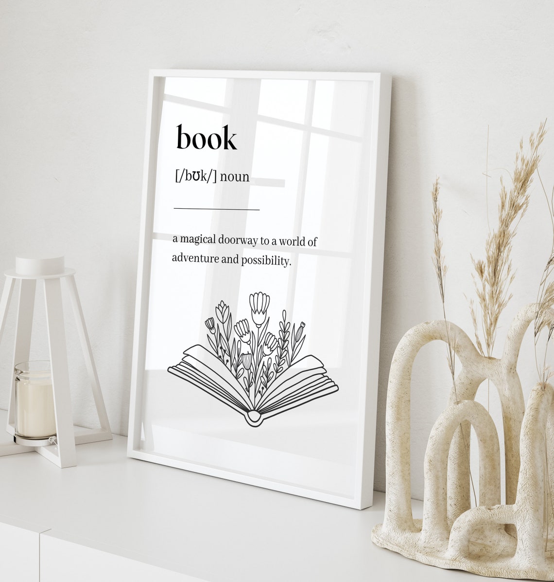 Book Definition Magical Doorway Line Art Reading Typography Poster - Image 7