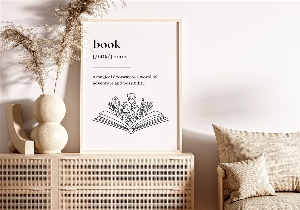 Book Definition Magical Doorway Line Art Reading Typography Poster - Image 4