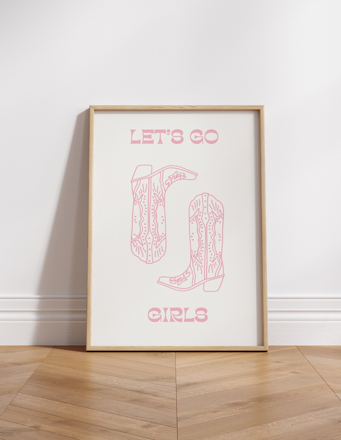 Lets Go Girls Pink Cowboy Boots Preppy Western Dorm Room Poster - Image 6