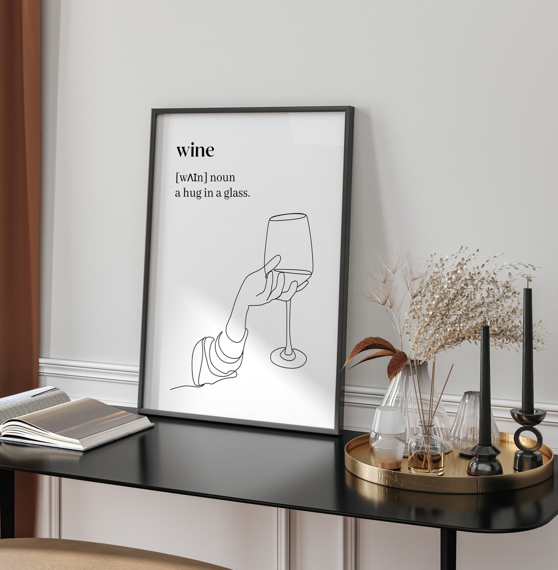 Wine Definition Hug In A Glass Home Bar Line Art Decor Poster - Image 4