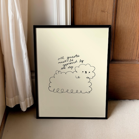 Funny Dog Print Handdrawn Trendy Pet Poster Vertical