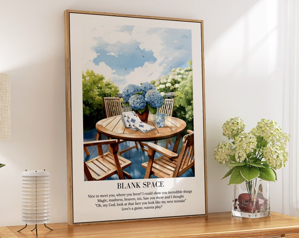 Taylor Swift Blank Space Patio Hydrangea Cards Watercolor Poster