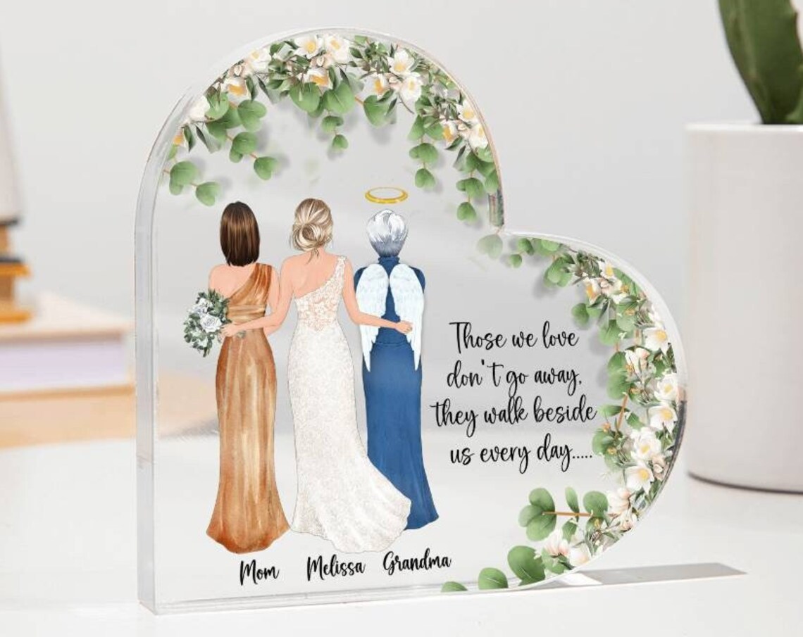 Bride Mom Angel Grandma Wedding Memorial Heart Acrylic Plaque Print