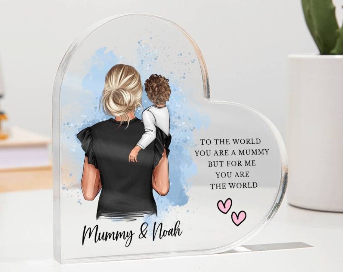 Personalized Mother Son Acrylic Heart Keepsake Mummy Gift Poster