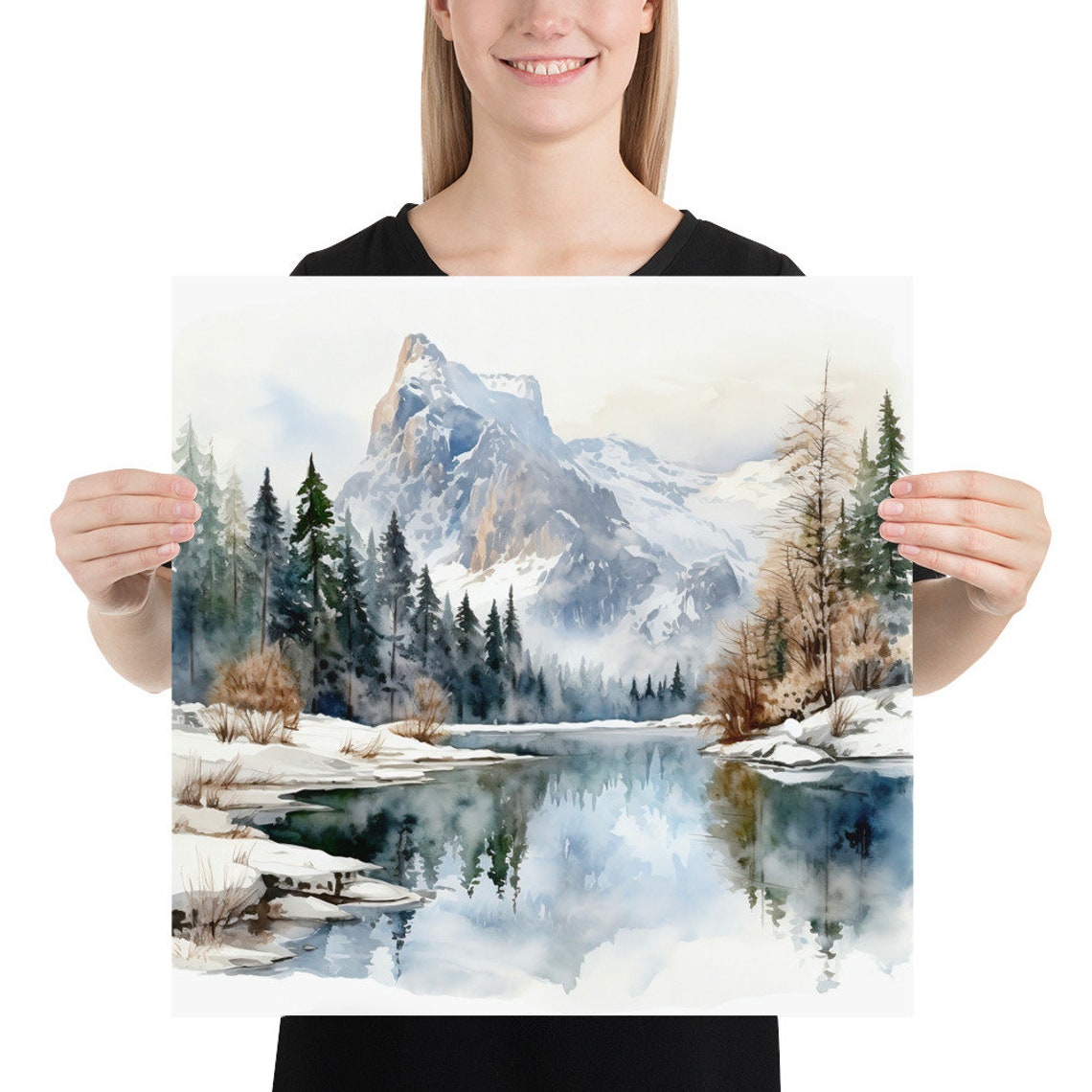 Winter Mountain Landscape Neutral Wall Art - Image 5