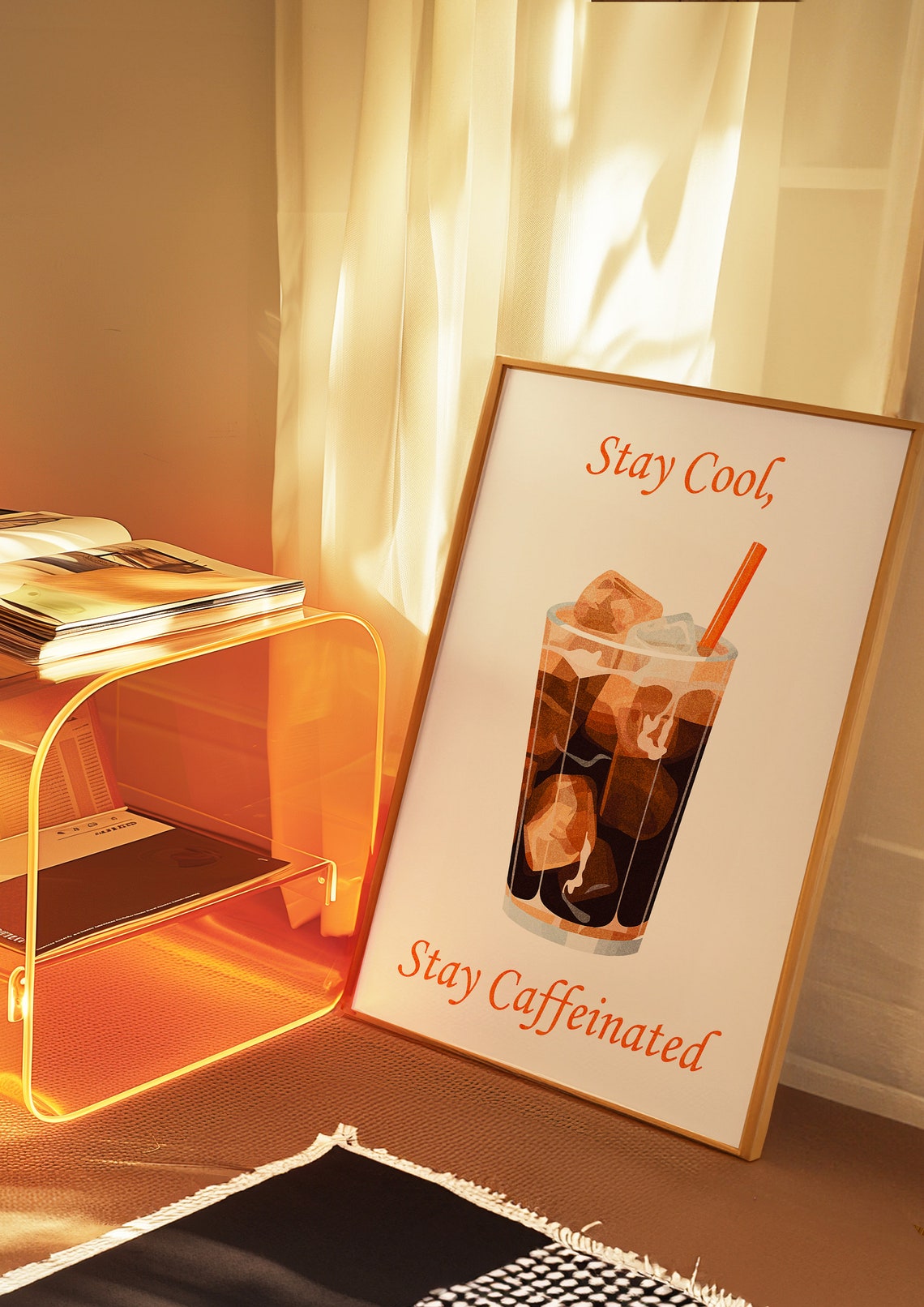 Stay Cool Stay Caffeinated Iced Coffee Retro Kitchen Art Poster - Image 2