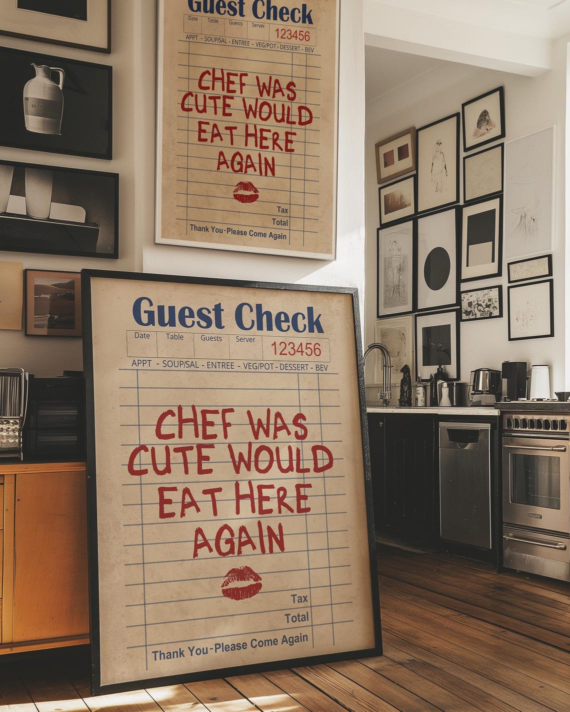 Chef Was Cute Would Eat Here Again Funny Guest Check Restaurant Poster - Image 3