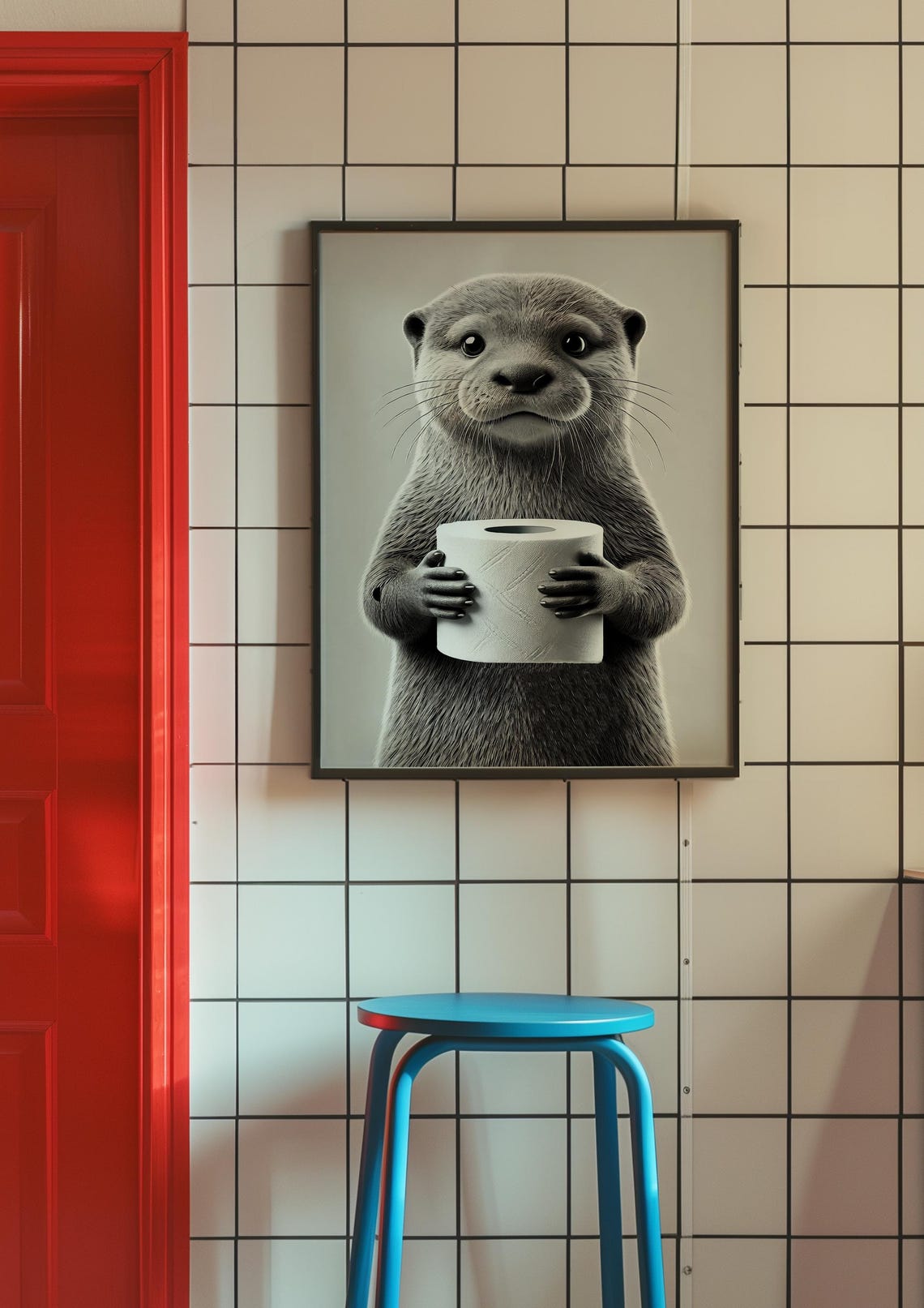 Otter Print, Maximalist Bathroom Wall Art - Image 3