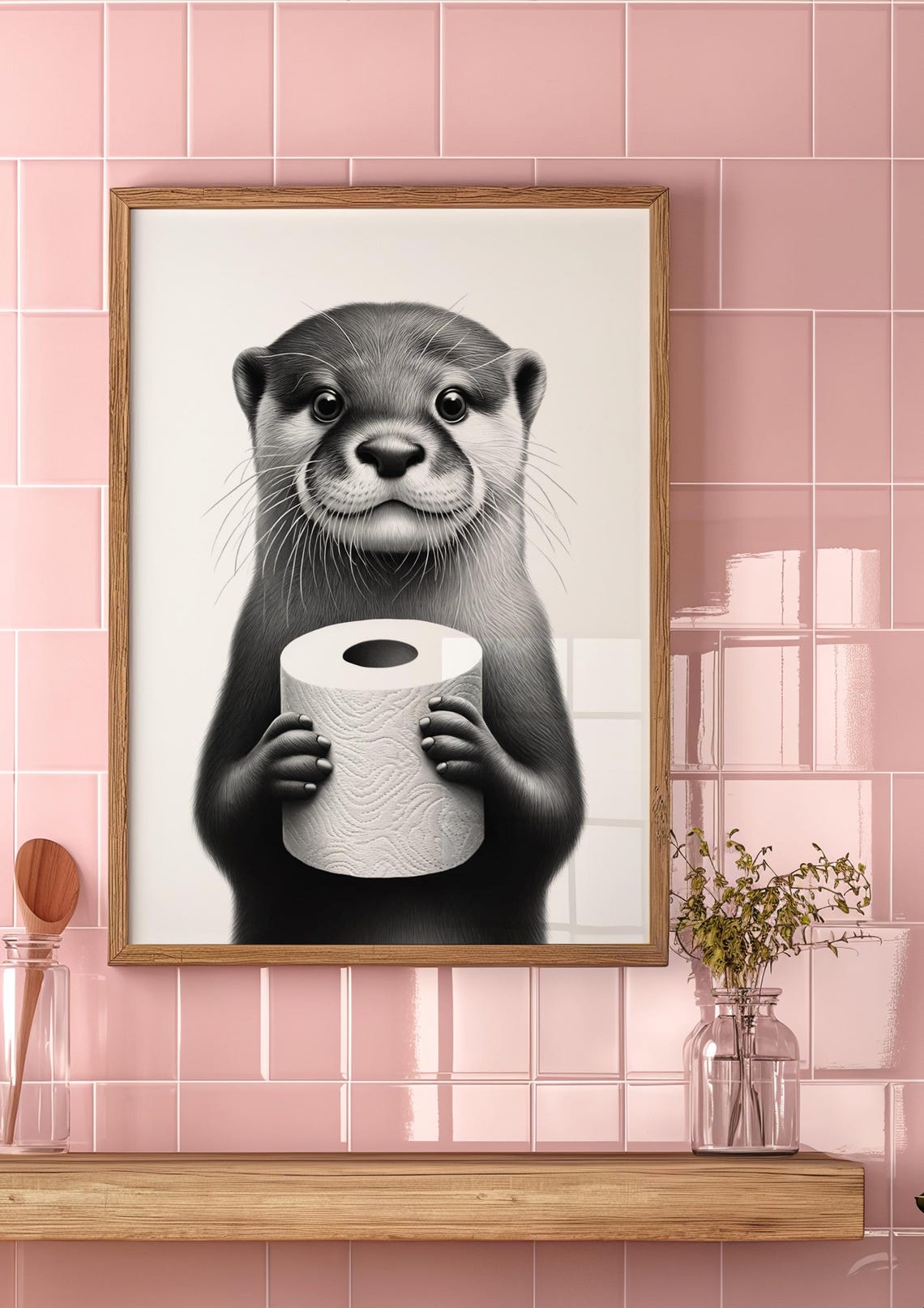 Otter Preppy Trendy Poster Bundle, Maximalist Bath - Image 4