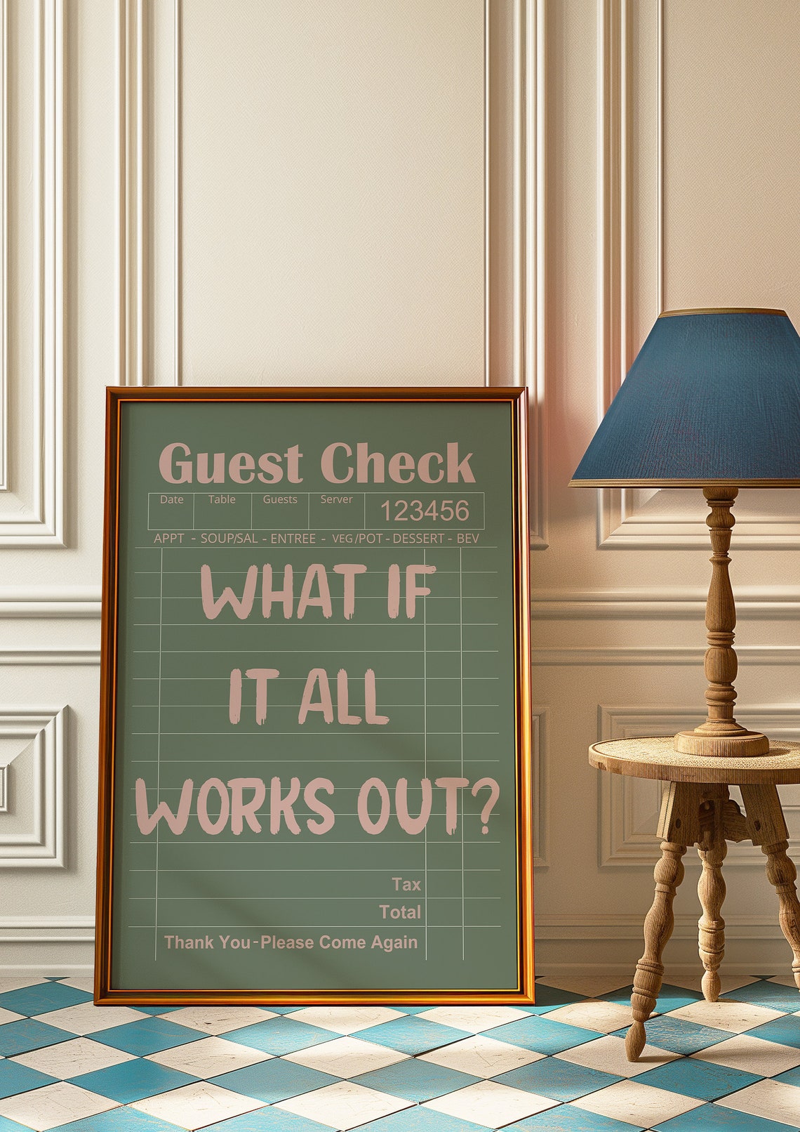 What If It All Works Out Green Pink Guest Check Motivational Poster - Image 3
