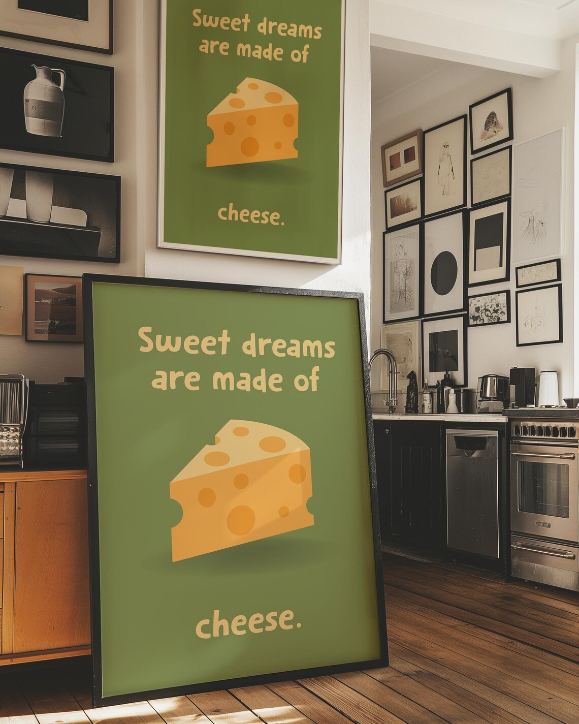 Cheese Art Print, Retro Kitchen Decor - Image 2