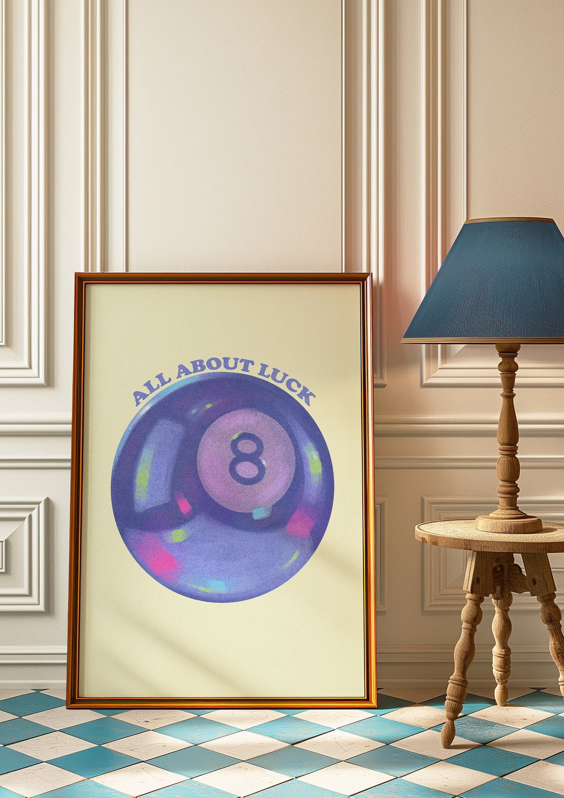 All About Luck Purple Magic 8 Ball Retro Trendy Aesthetic Poster - Image 4