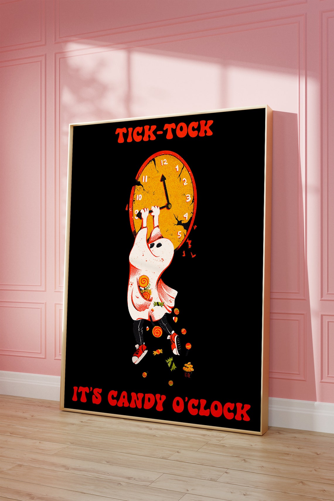 Tick Tock Its Candy Oclock Ghost With Clock Halloween Wall Art - Image 4