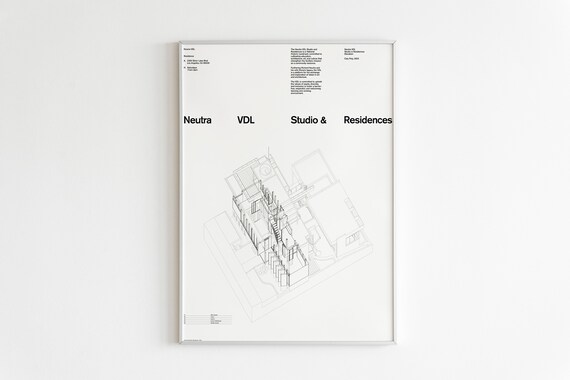 Neutra VDL Studio Residences Architectural Line Drawing White Poster