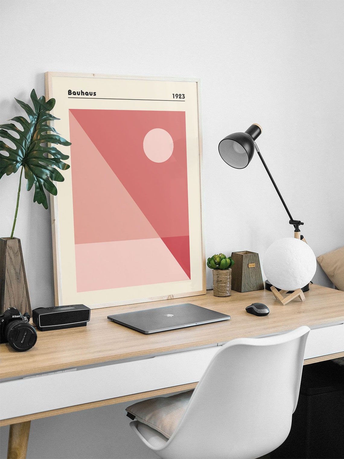 Bauhaus 1923 Red Geometric Triangles Circle Minimal Art Poster - Image 3
