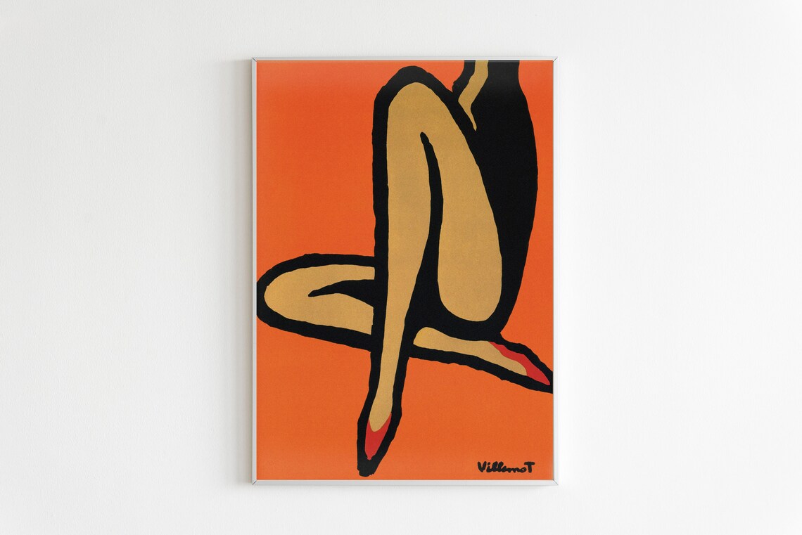 Villemot Orange Legs Heels Vintage Fashion Illustration Poster