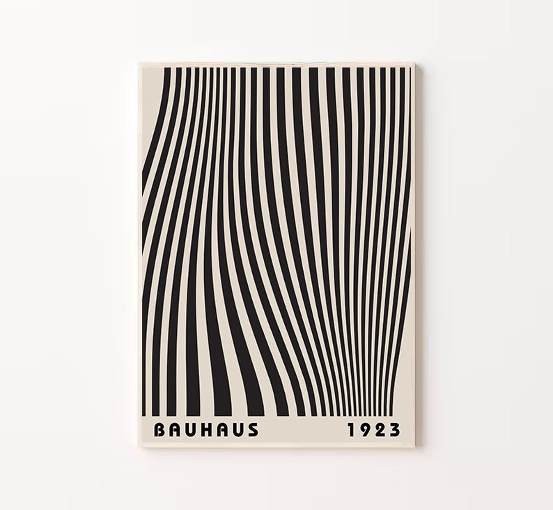 Bauhaus 1923 Vertical Lines Black White Op Art Minimal Wall Poster