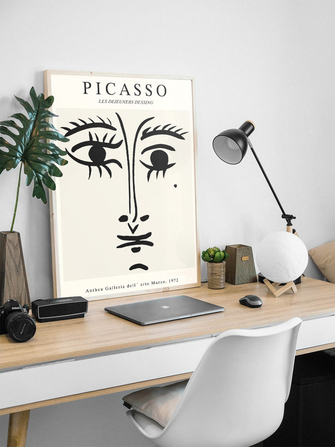 Pablo Picasso 1972 Black and White Line Face Gallery Art Poster - Image 3