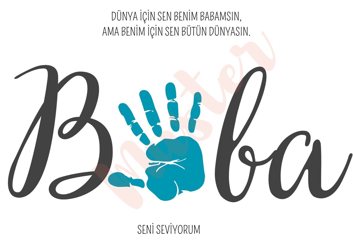 Gift Baba Handprint Template, Fathers Day Gift - Image 2
