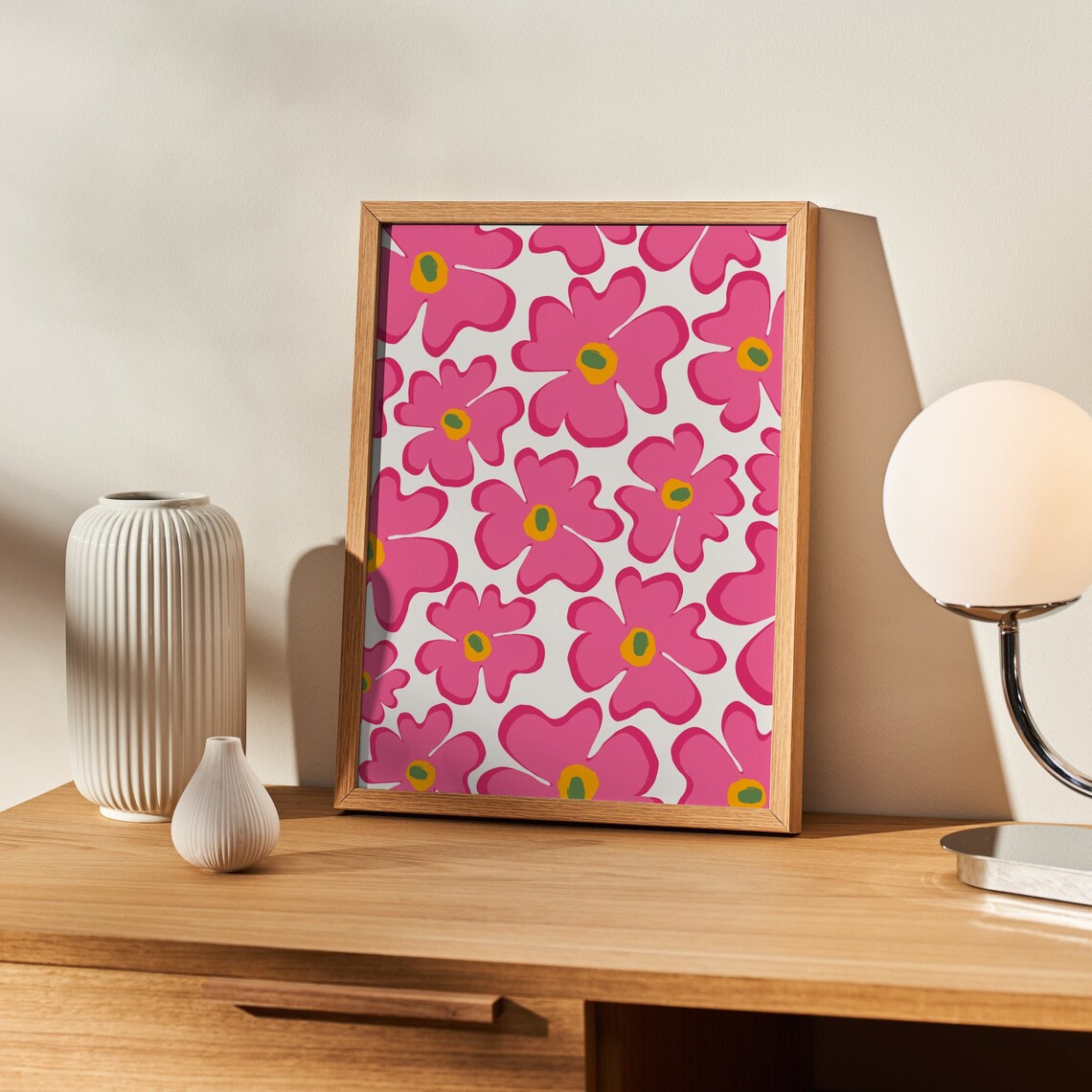 Wavy Flowers Art Print, Funky Abstract Floral - Image 3