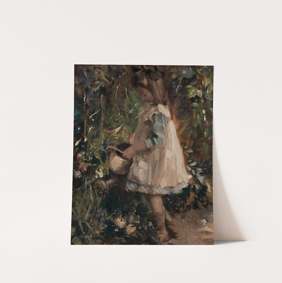 Girl Watering Flowers Garden Vintage Childhood Portrait Poster - Image 4