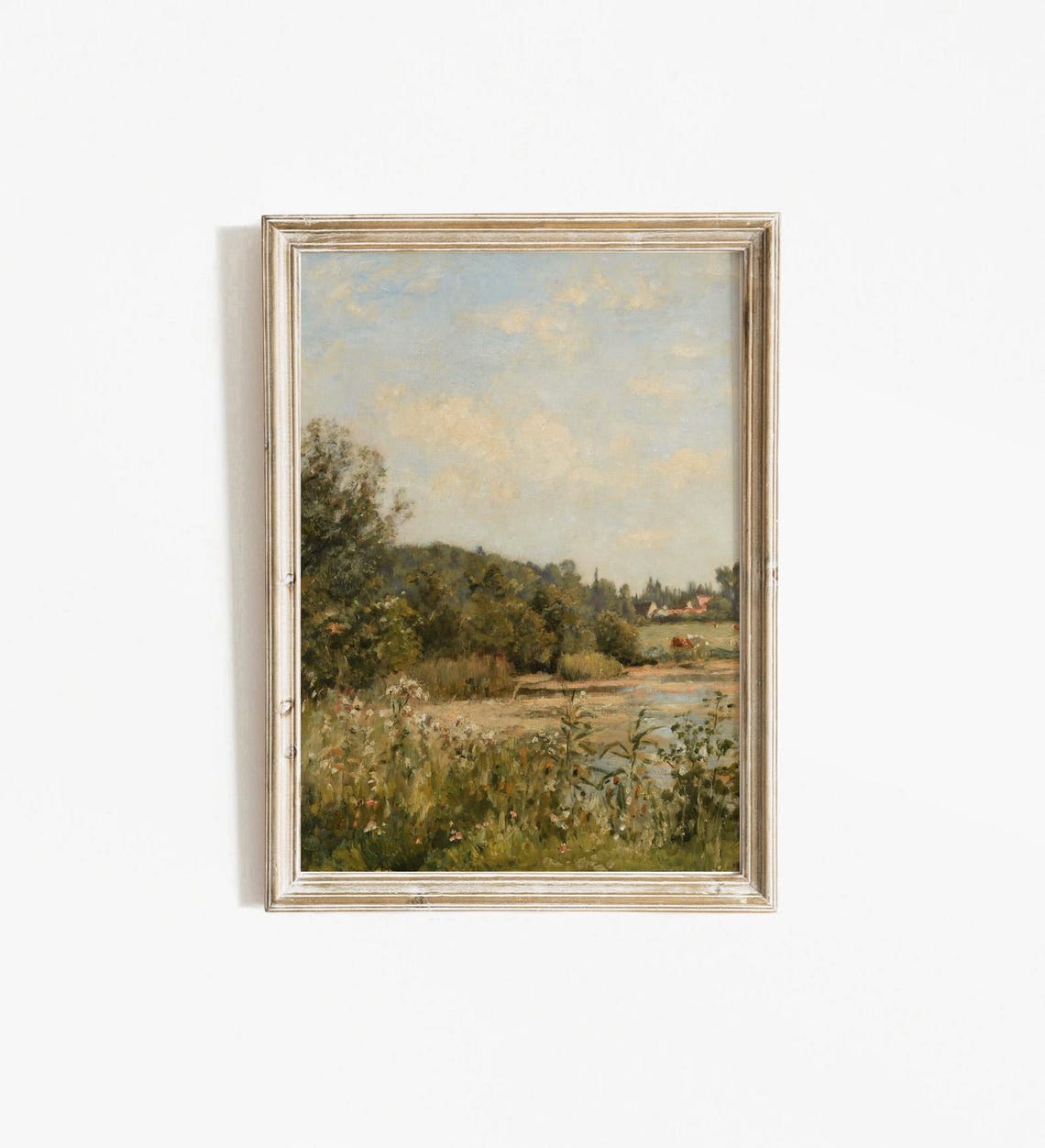 Vintage Riverside Meadow Impressionist Wildflowers Landscape Poster - Image 4
