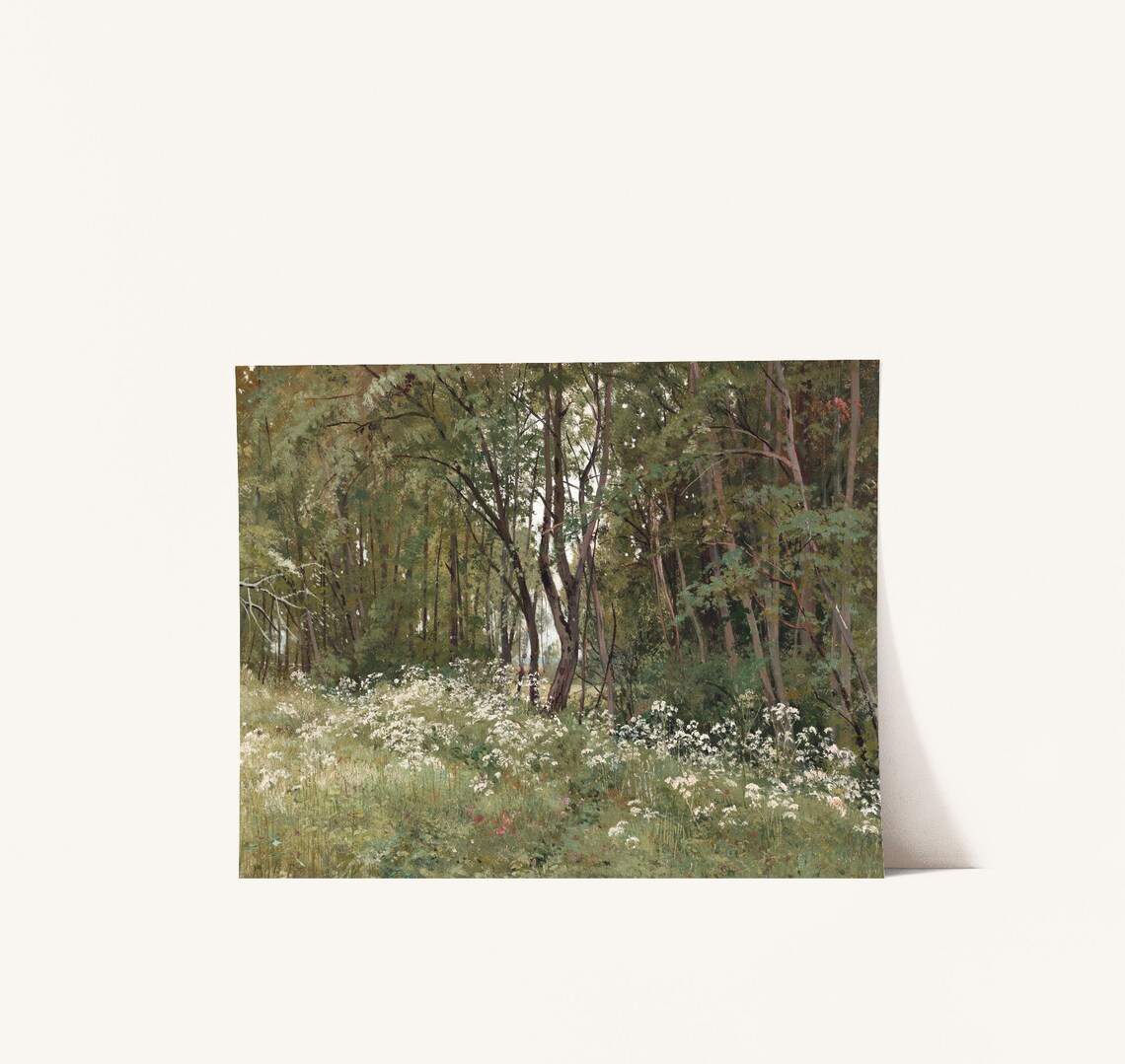 Vintage Forest Flowers Landscape Art Print, Rustic Country - Image 4