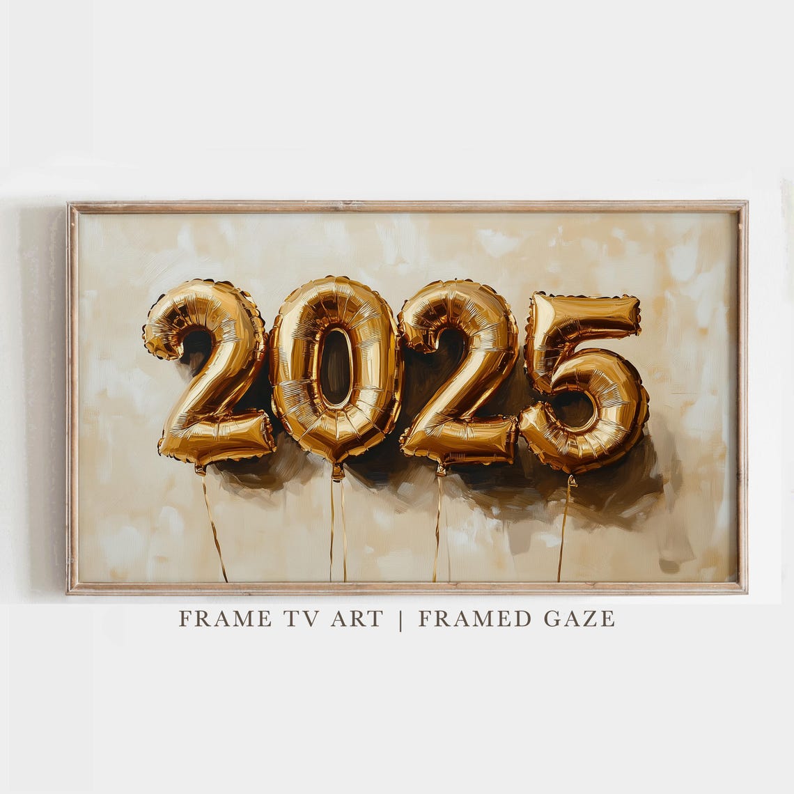 Gold Foil 2025 Balloons New Year Celebration Party Wall Art Poster