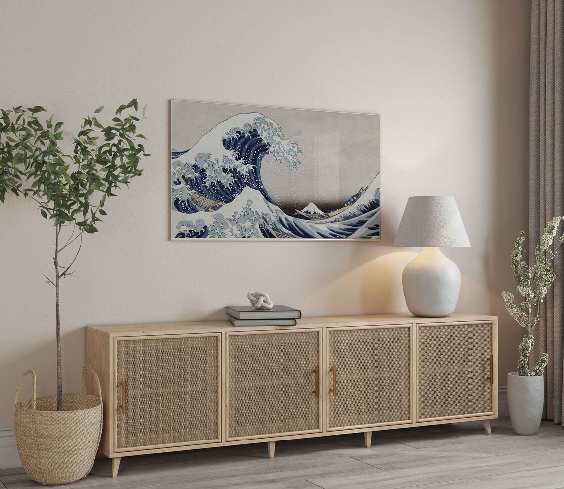 Hokusai The Great Wave Off Kanagawa Japanese Woodblock Frame TV Print - Image 3