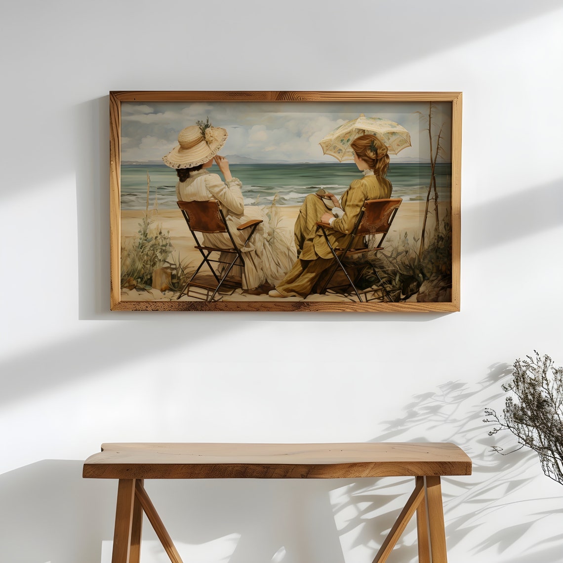 Woman On Beach Landscape Painting Victorian Woman Portrait Antique Print Seascape Summer Wall Art Seaside Vintage Poster - Image 2