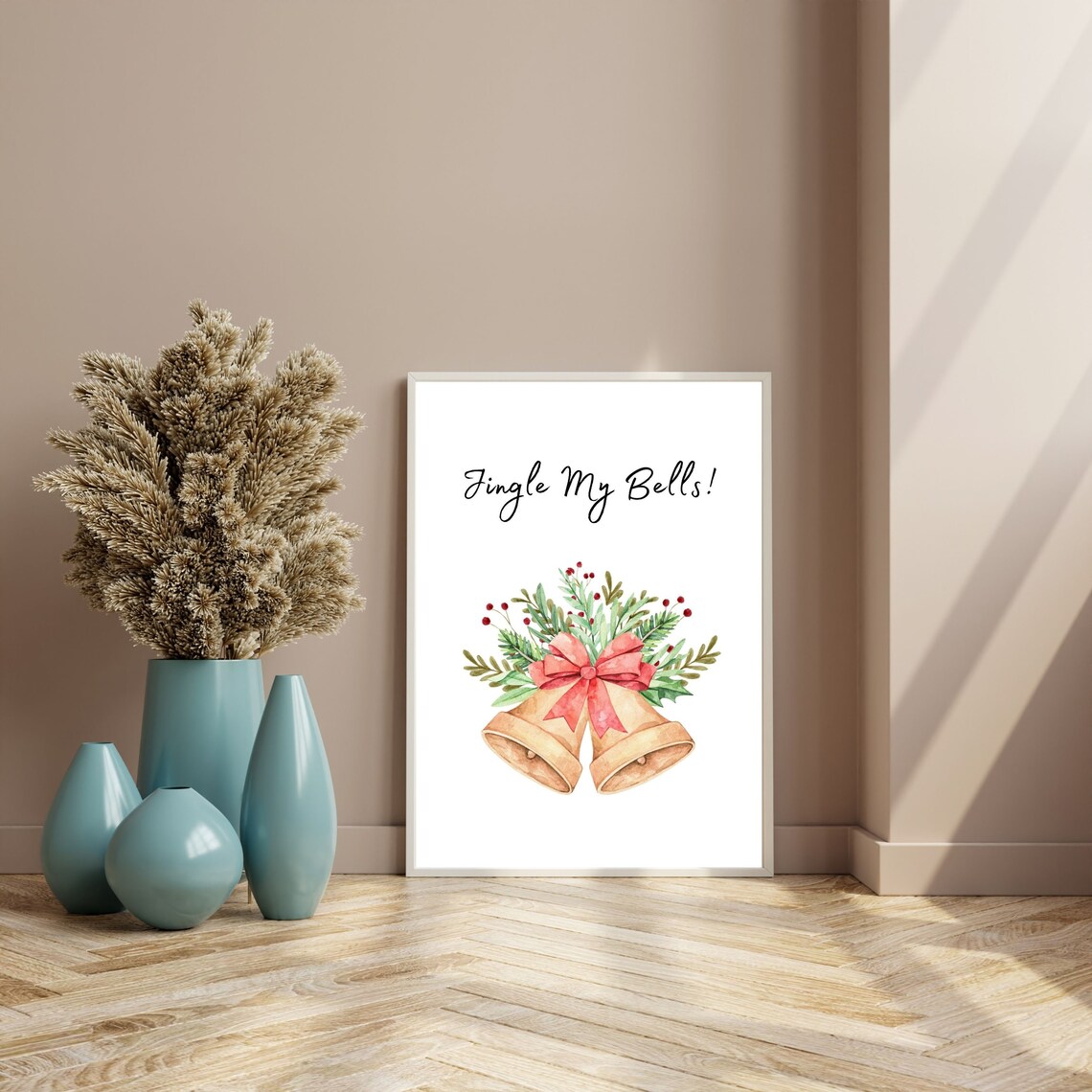 Jingle My Bells Watercolor Christmas Bells Holiday Quote Poster - Image 2