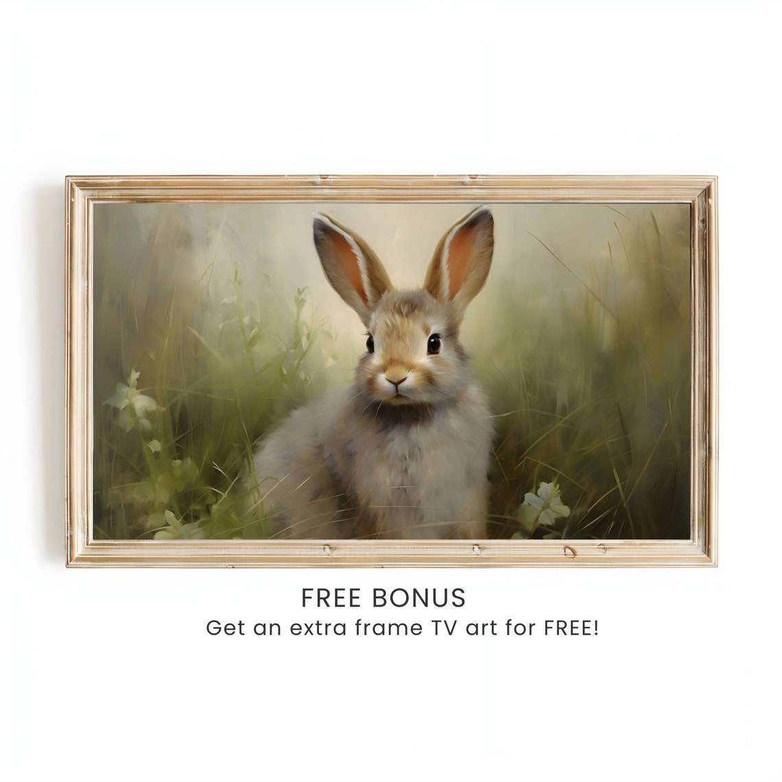 Bunny Sitting in Green Grass Soft Vintage Spring Rabbit Poster - Image 3