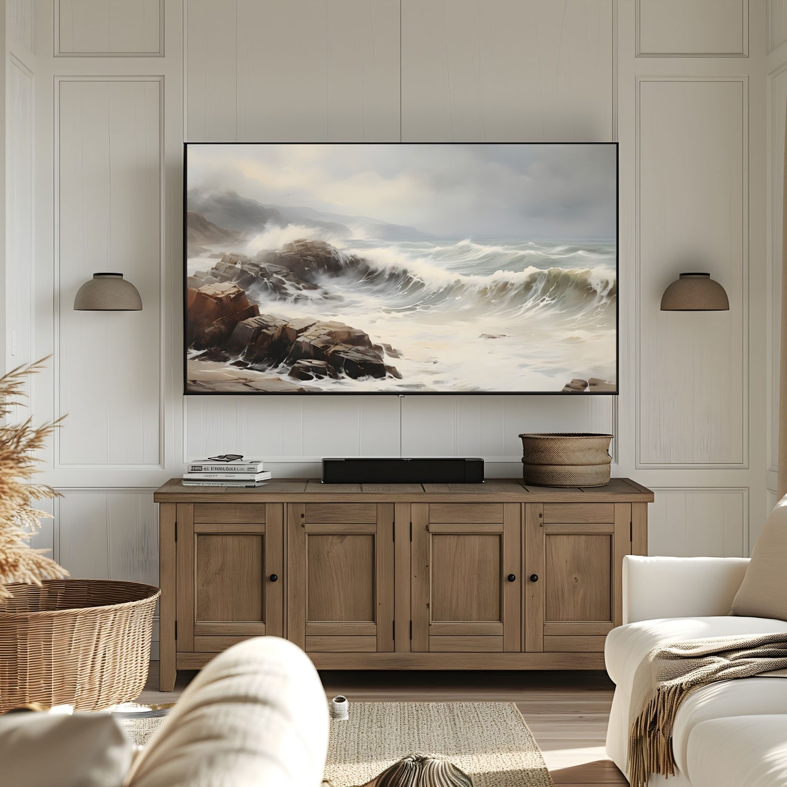 Stormy Ocean Waves Crashing on Rocks Dramatic Seascape Poster - Image 3