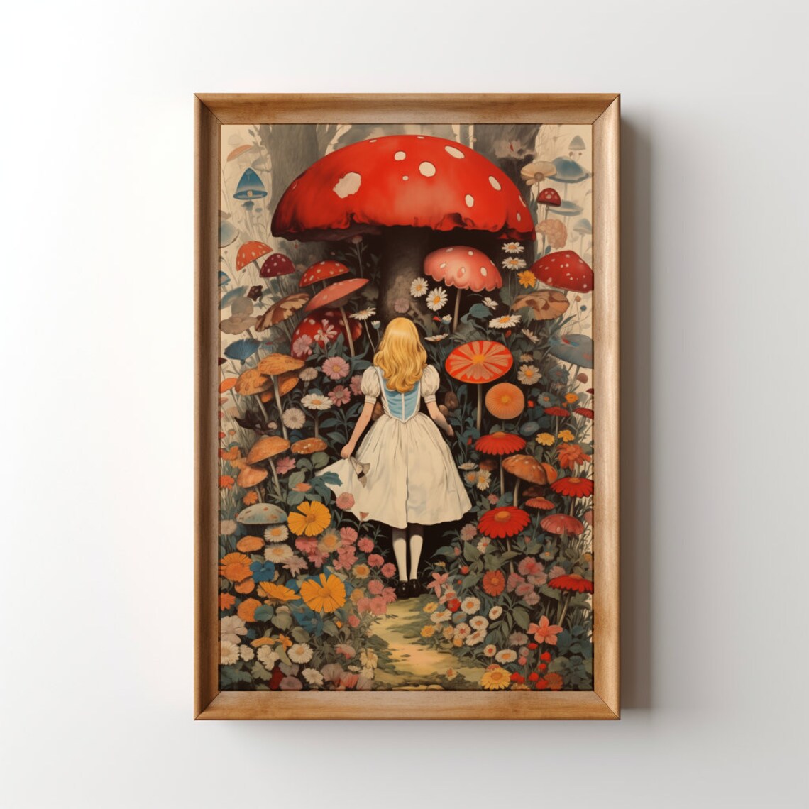 Vintage Alice Mushroom Wonderland, Retro Art Print