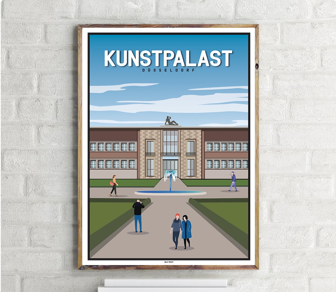 Kunstpalast Dusseldorf Vintage Travel Poster