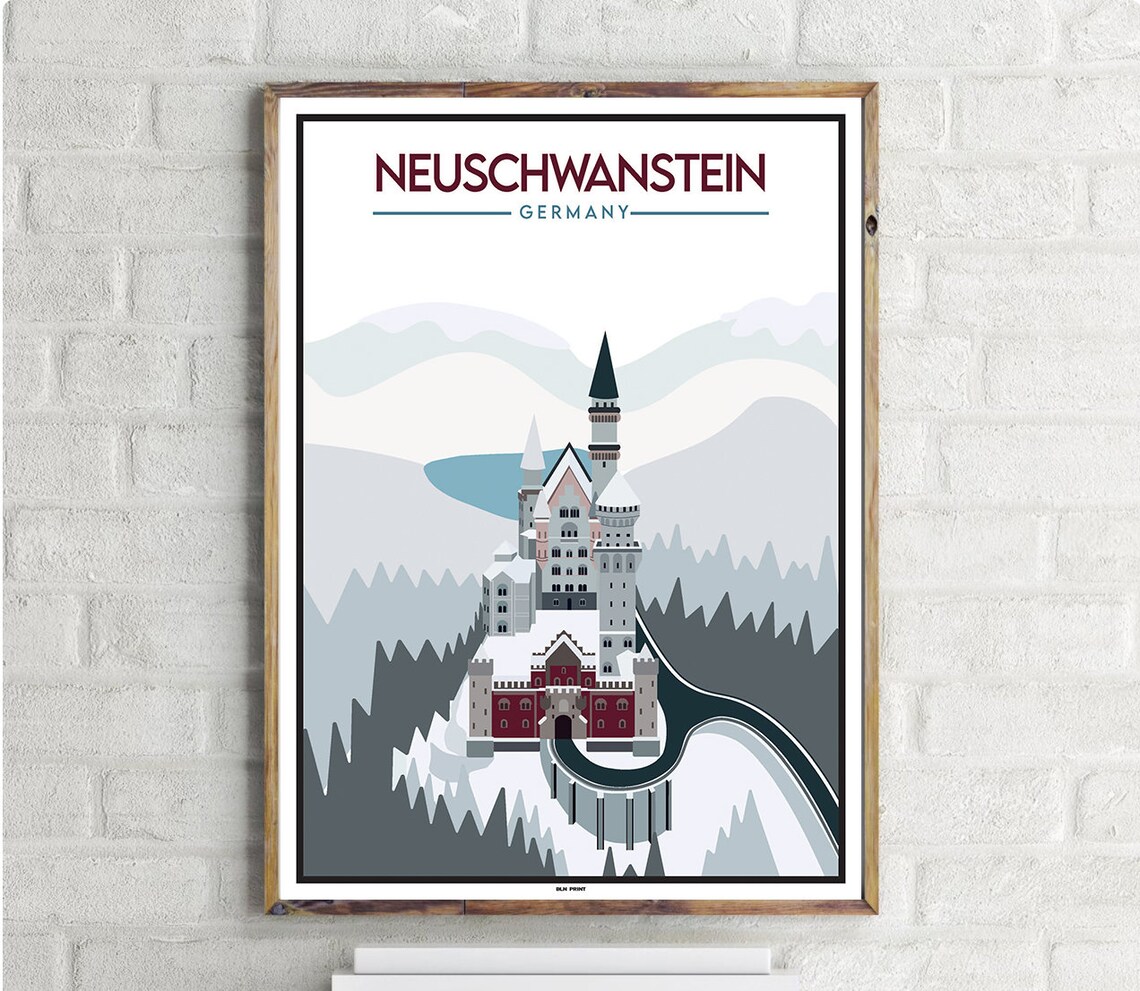 Schloss Neuschwanstein Vintage Travel Poster
