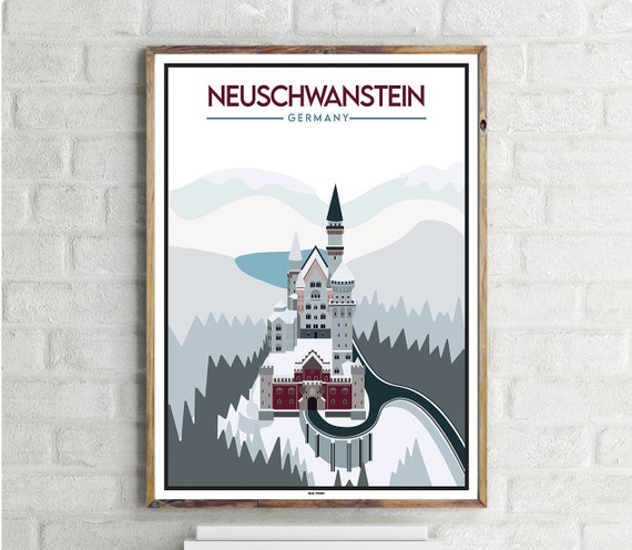 Schloss Neuschwanstein Vintage Travel Poster