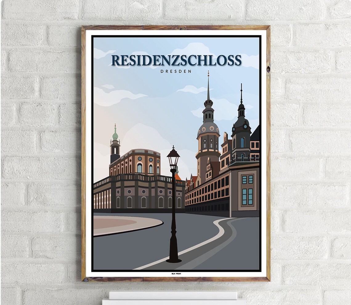Residenzschloss Dresden Vintage Travel Poster