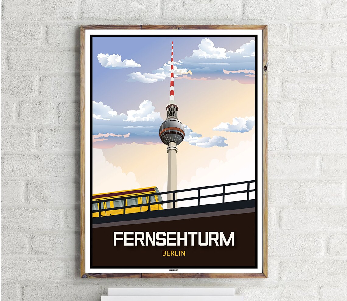 Fernsehturm Berlin Vintage Travel Poster