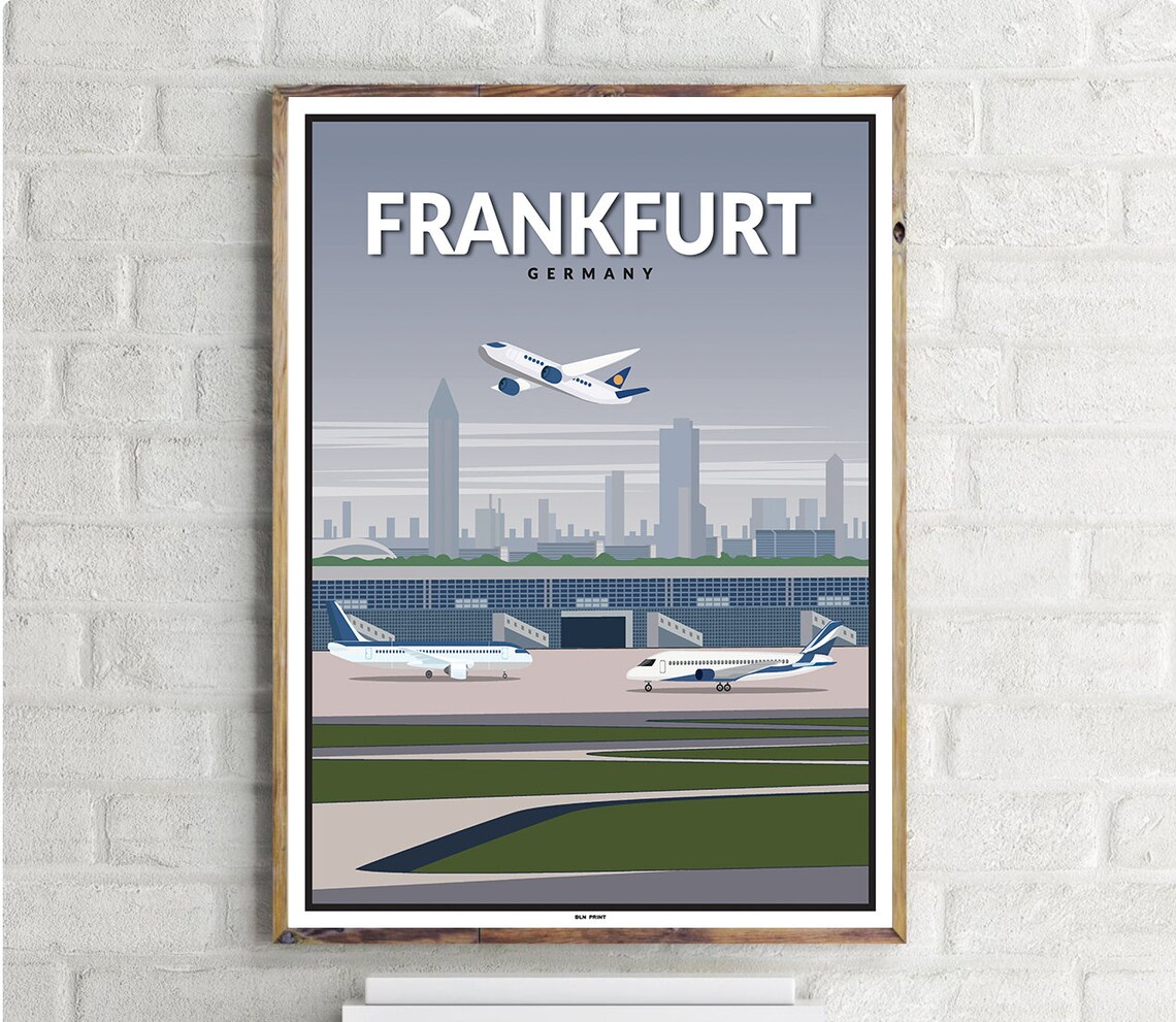 Frankfurt Flughafen Vintage Travel Poster