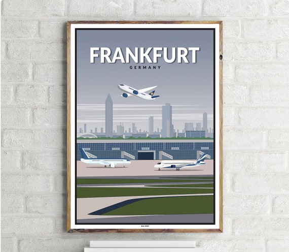Frankfurt Flughafen Vintage Travel Poster