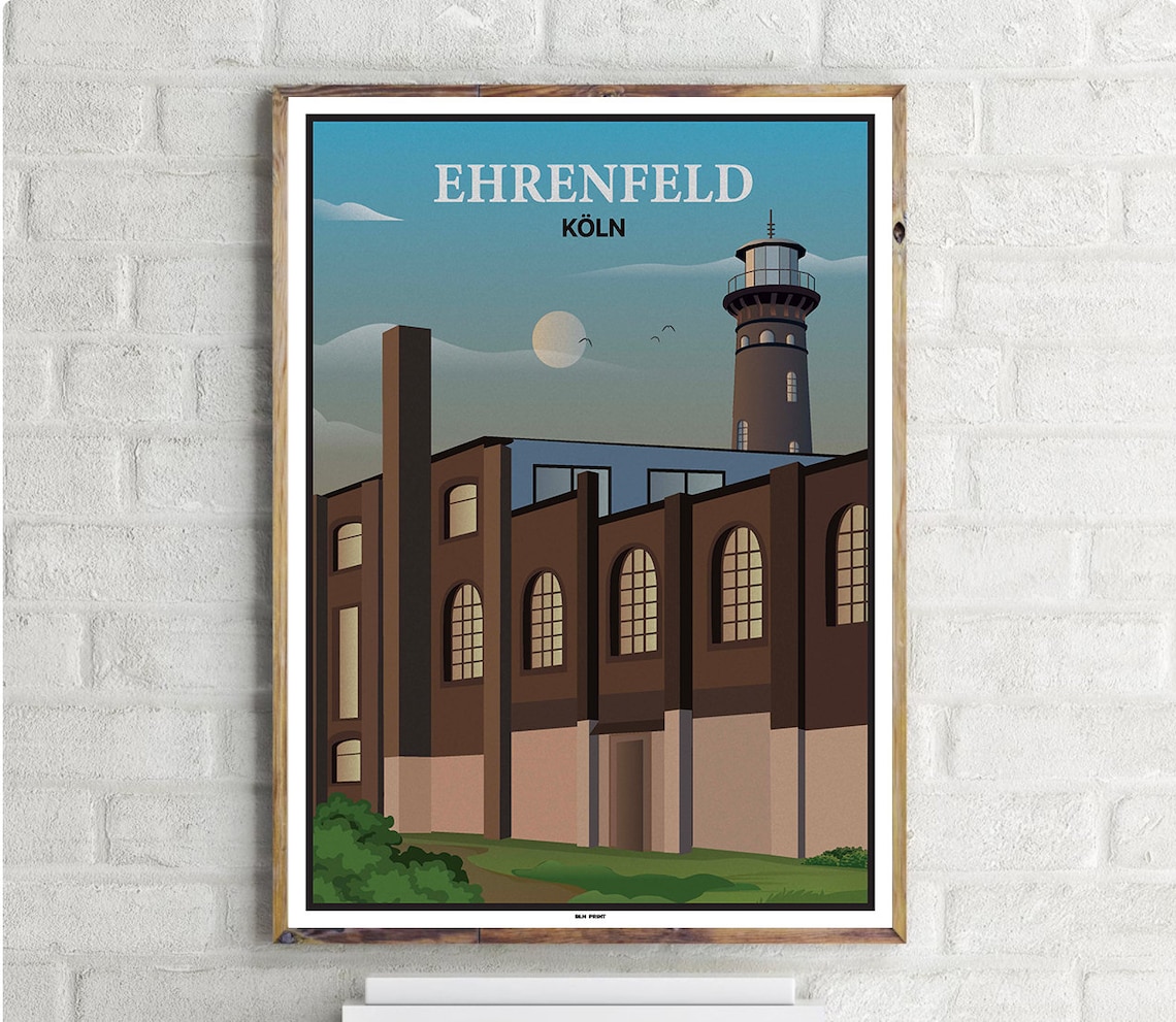 Kln Ehrenfeld Vintage Travel Poster, City Scene