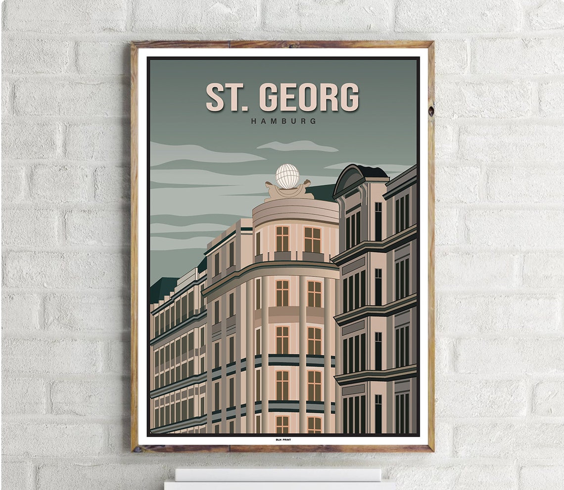 Hamburg St Georg Vintage Travel Poster