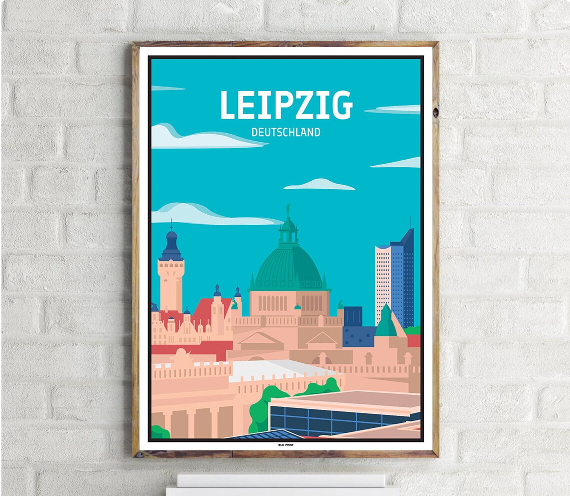 Innenstadt Leipzig Vintage Travel Poster