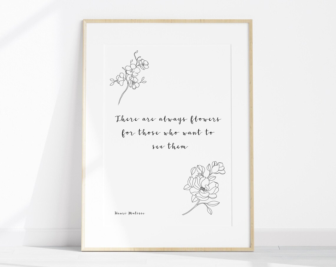 Henri Matisse Floral Quote Minimalist Botanical Line Art Poster
