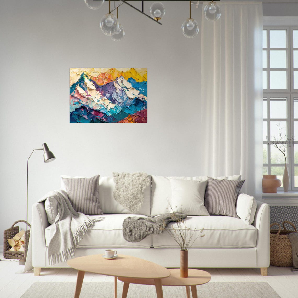 Abstract Mountain Panorama Bright Colors Premium Poster Impasto Style Home Decoration Mountains Premium Paper - Image 3
