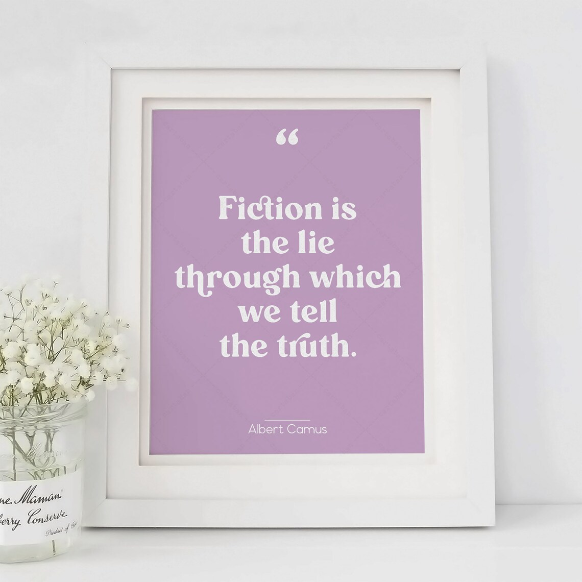 Albert Camus Fiction Is The Lie Quote Lavender Minimalist Wall Art Poster - Image 4