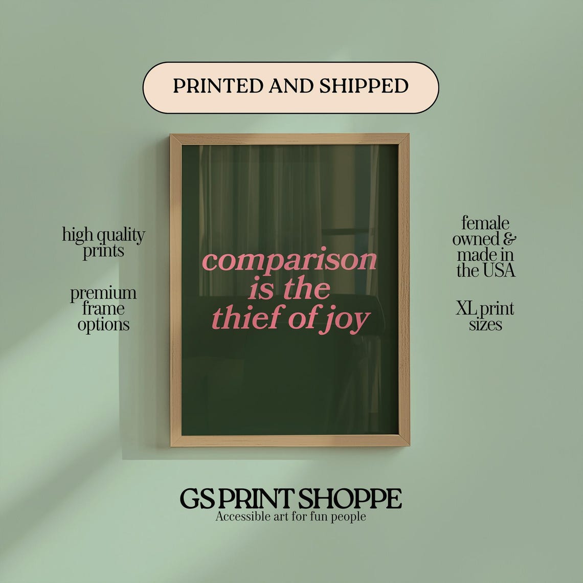 Comparison Is the Thief of Joy Inspirational Quote Typography Poster