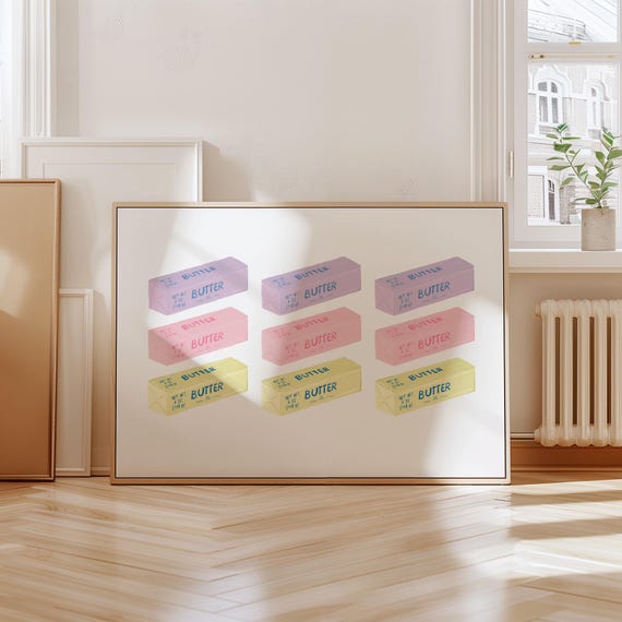 Butter Art Print Food Illustration Retro Pop Abstract Kitchen Wall