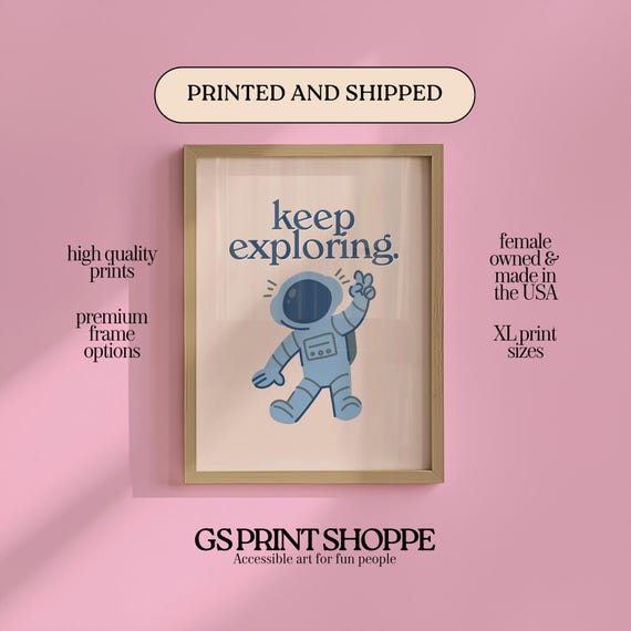 Keep Exploring Vertical Art Print Beige